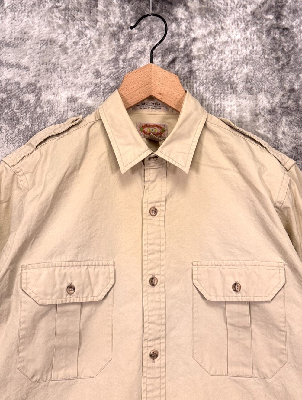 Vintage Banana Republic Safari Shirt Medium Mens Cotton Long Sleeve Cargo Pocket